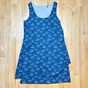 Toad & Co Whirlwind Dress Medium Sleeveless Athletic Travel Layered Blue Granola